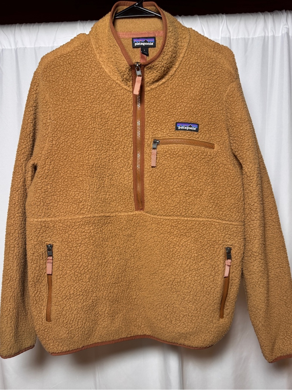 Patagonia Pullover Womens Large Brown/Tan Half Zip Retro Pile Marsupial Fleece